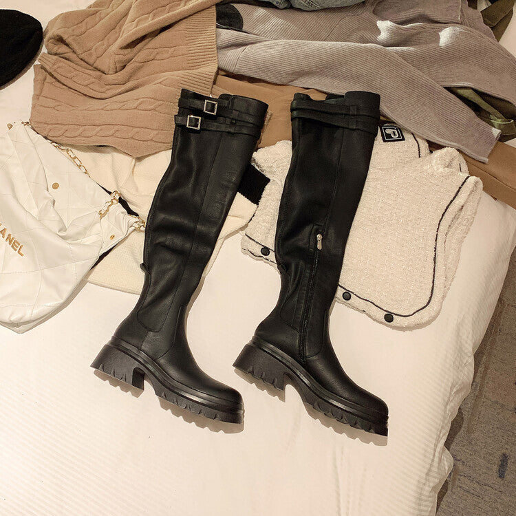 Karin Luna In Stock is the Way to Go！ Basic Thick-Soled Over-the-Knee Boots Super Soft Sheepskin Classic