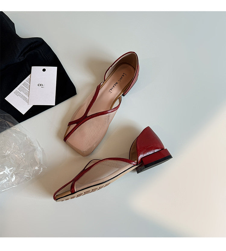 Karin Luna In Stock Spot Goods  Square Toe Mesh Sandals