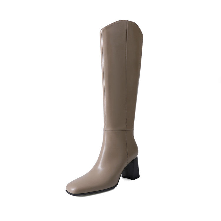 Karin Luna In Stock Spot Goods  Chunky Heel Side Zipper Riding Boots
