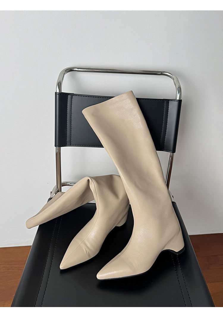 Karin Luna Hot-Selling Internal Height Increase Pointed Toe Straight-Leg Hot-Selling Long Boots