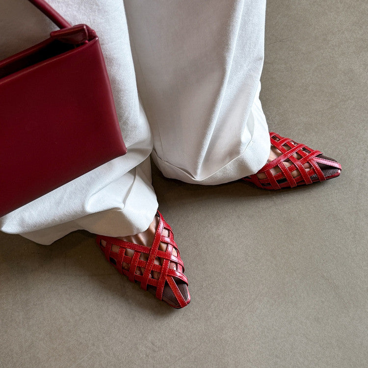 Karin Luna Braided Style ~Cross-woven Pointed Toe Closed-toe Sandals