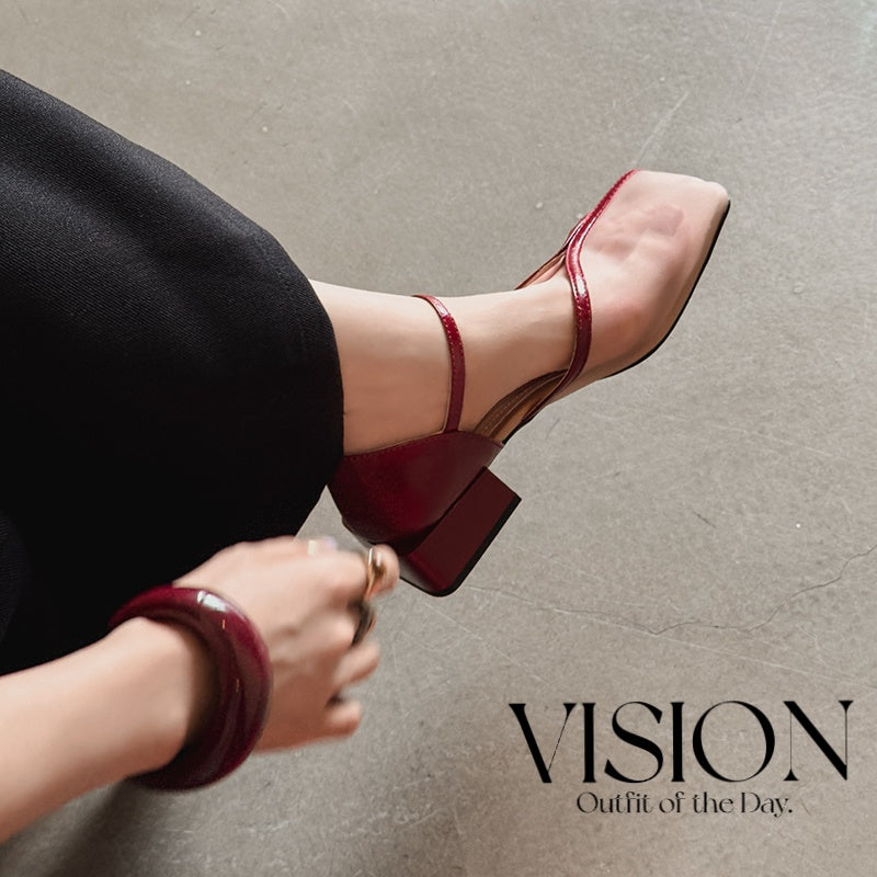 Karin Luna In Stock In Stock  Internet Celebrity Style Square Toe Mesh Chunky Heel Sandals
