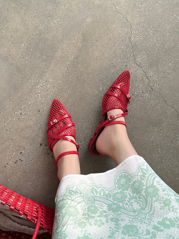 Karin Luna In Stock  Spot Goods  Mesh Series Elegant Closed-Toe Belt Buckle Slippers