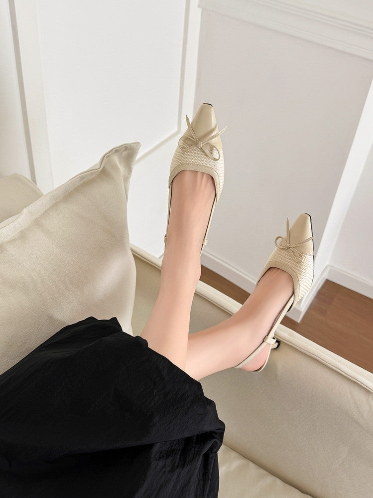 Karin Luna In Stock Spot Goods Braided Style Elegant Thin Heel Pointed Toe Closed-Toe Sandals