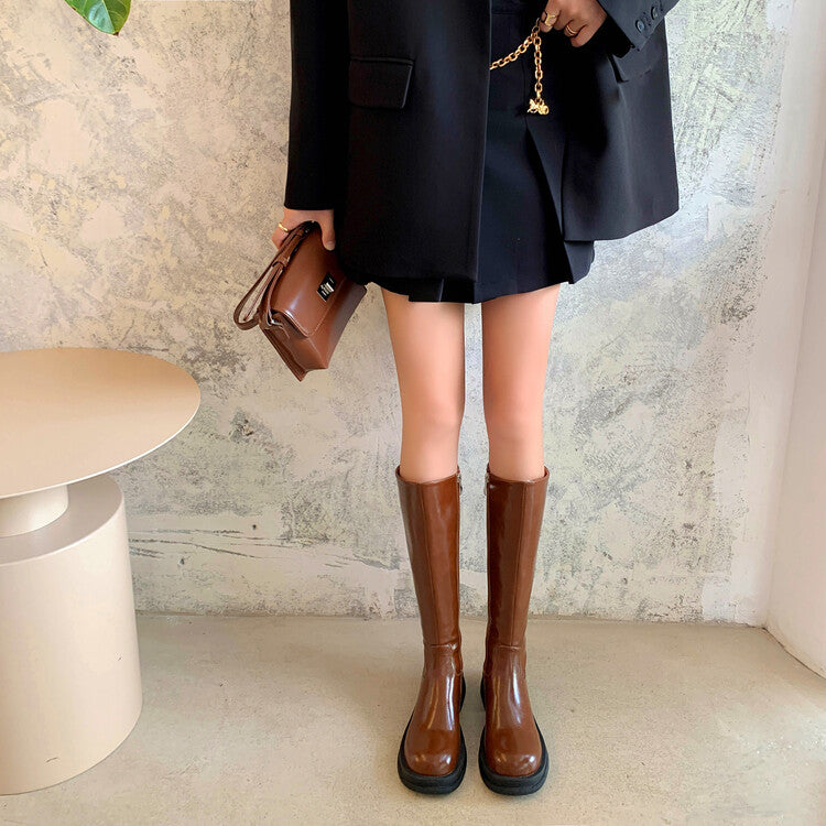 Karin Luna In Stock Spot Goods  Always in stock  Classic Basic Style Round Toe Thick Sole Knight Boots