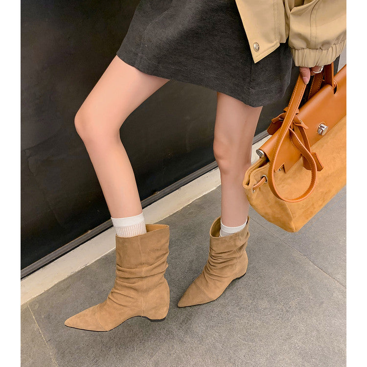 Karin Luna Data Hot Item Pointed Toe Slouchy Matte Western Ankle Boots
