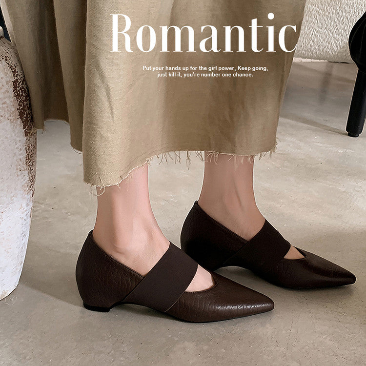 Karin Luna  Popular Pointed Toe Hidden Heel Strap Single Shoes