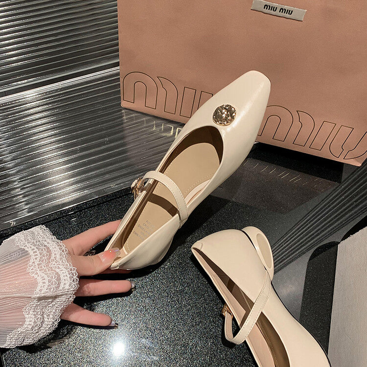 Karin Luna Camellia Story~In stock  Full Leather Shallow Mouth Single Shoes