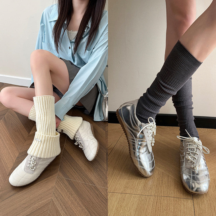 Karin Luna Casual Shoes Series~  In stock Xiaohongshu Hot-Selling Lace-Up Thick-Soled Deep Mouth Single Shoes
