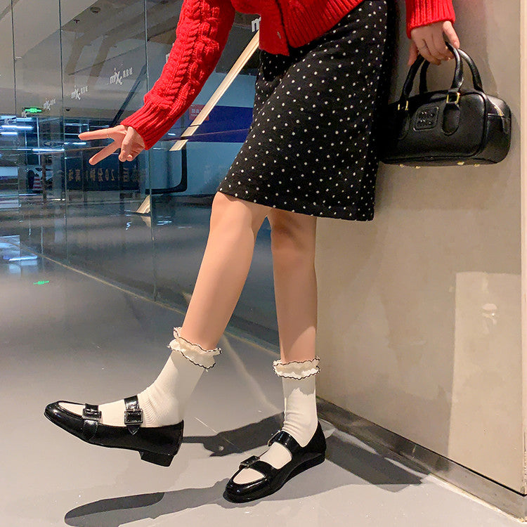 Karin Luna In Stock Spot Goods One-Strap Height-Increasing Belt Buckle Single Shoes