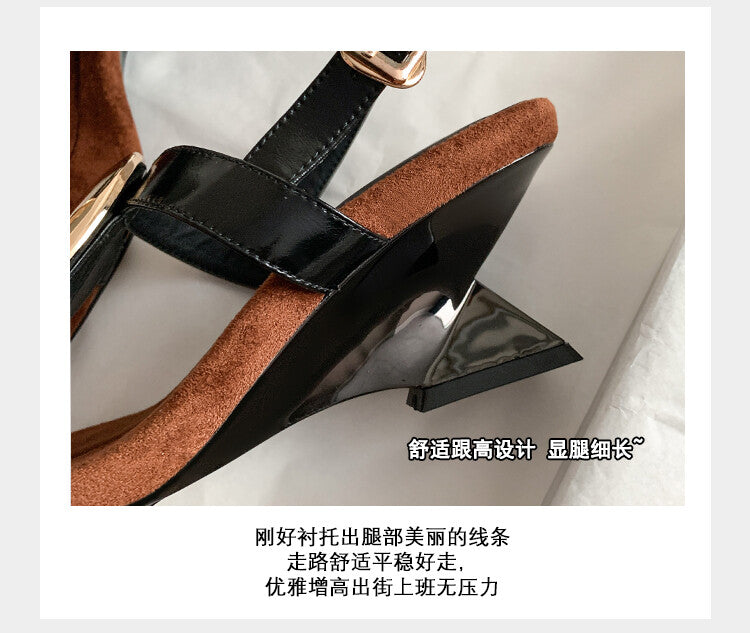 Karin Luna Hot-Selling Fasteners  Irregular Heel Open-Toe Sandals