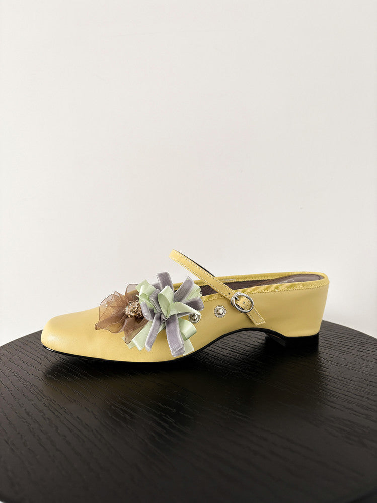 Karin Luna In Stock Spot Goods  Full-grain leather inside and out  Ultra Exquisite Round Toe Hidden Heel Closed-Toe Slippers