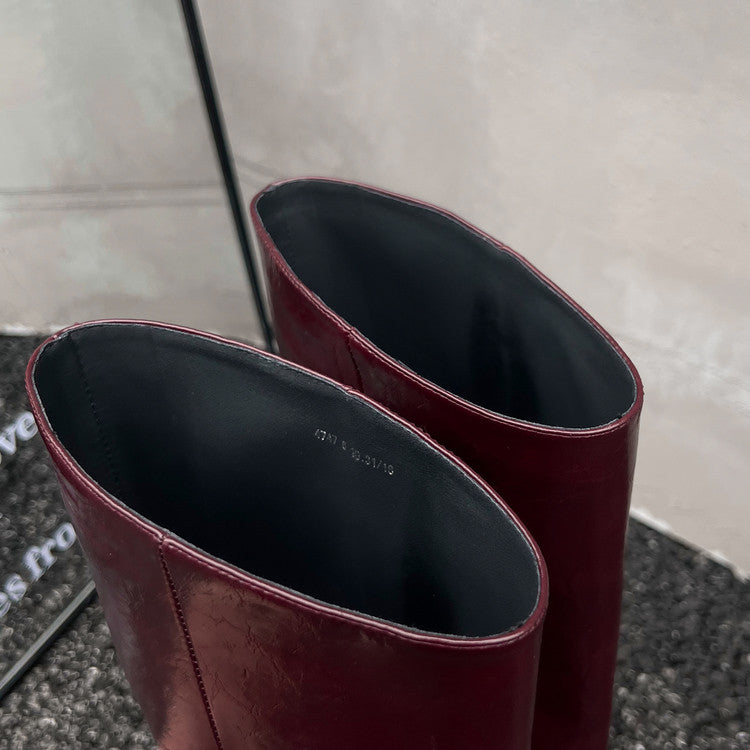 Karin Luna Elegant Style Pointed Toe Internal Height Increase Slip-On Long Boots