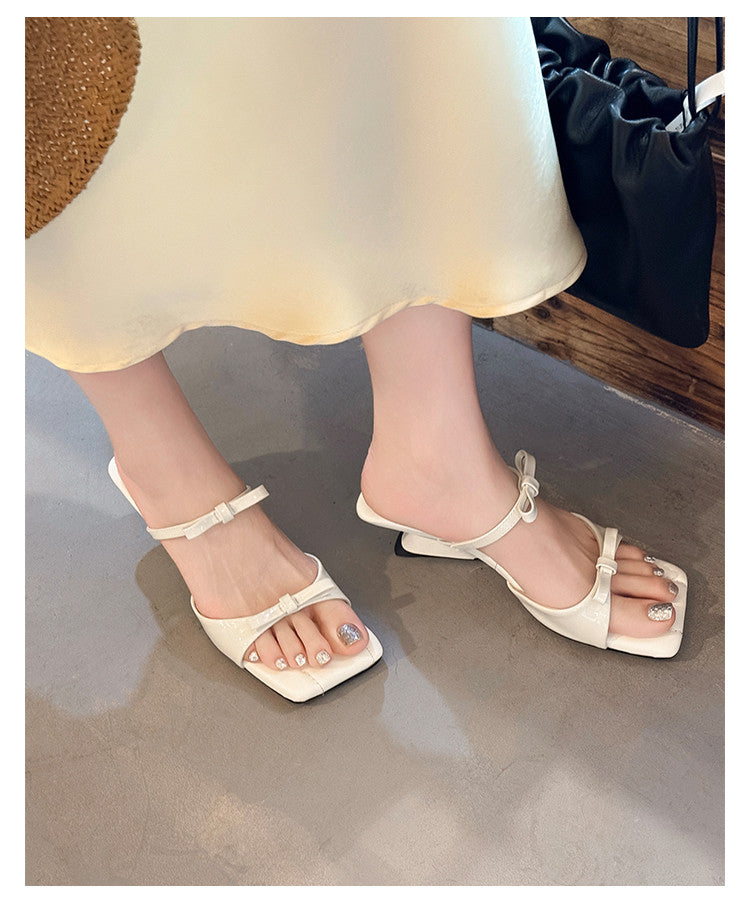 Karin Luna Hot Item Hot Item Self-Flow Square-Toe Irregular Heel Slippers