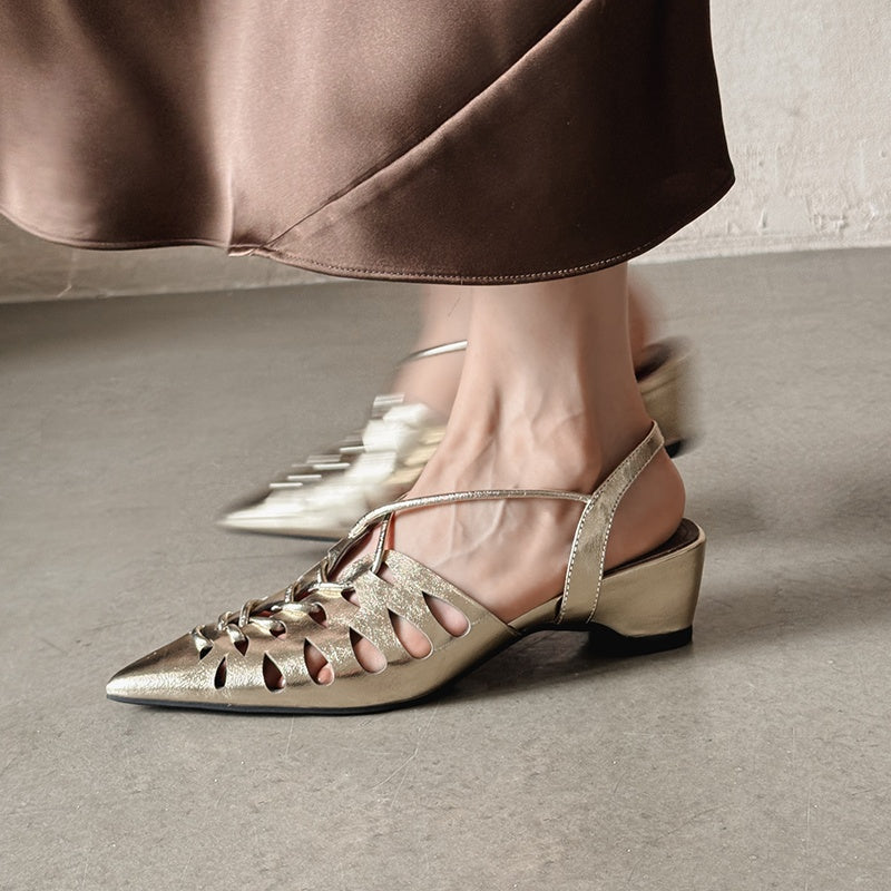 Karin Luna Braided Style ~Cross-woven Pointed Toe Closed-toe Sandals