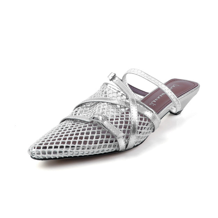 Karin Luna In Stock  Spot Goods  Mesh Series Elegant Closed-Toe Belt Buckle Slippers