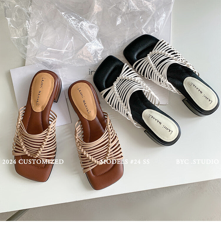 Karin Luna In Stock Spot Goods  Resort Style Handwoven Flat Sole Slippers