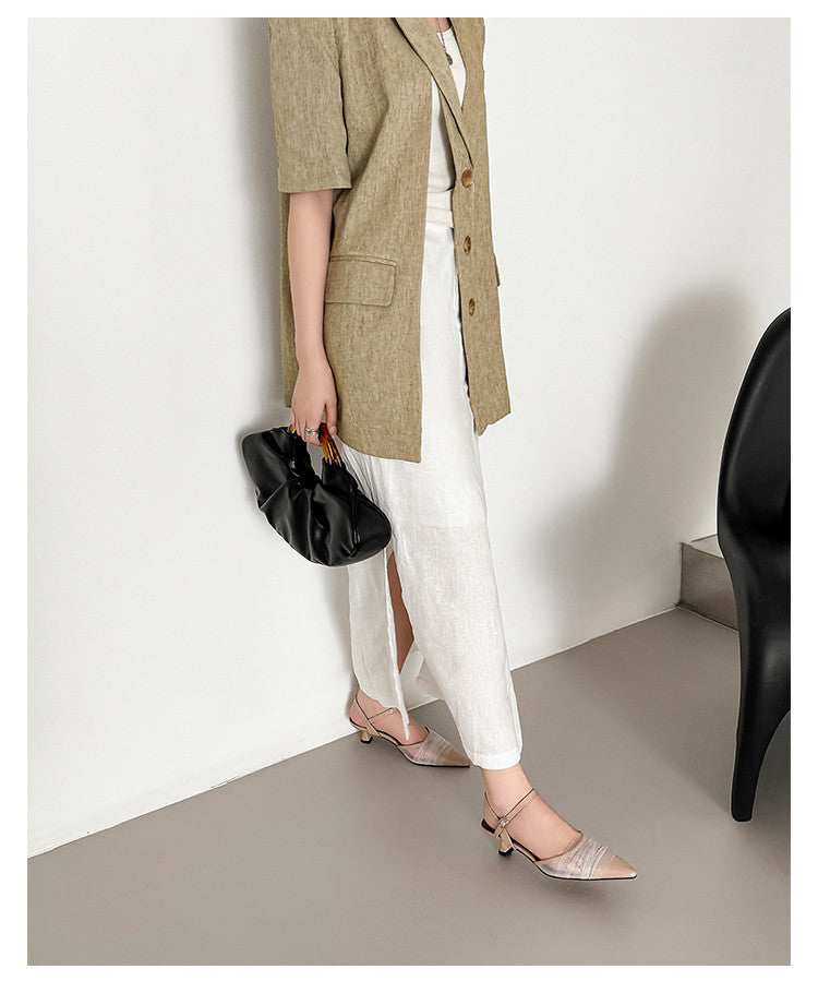 Karin Luna In Stock Spot Goods  Elegant Mesh Pointed Toe Sandals