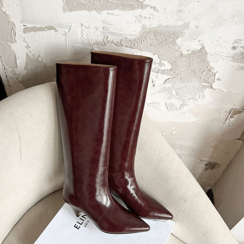 Karin Luna In Stock In Stock    Stunning Elegant Style Kitten Heel Straight Long Boots