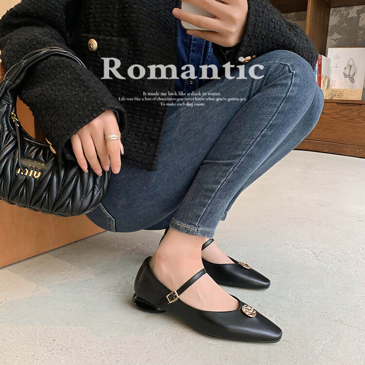 Karin Luna Camellia Story~In stock  Full Leather Shallow Mouth Single Shoes