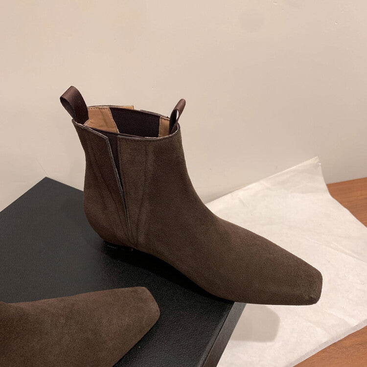 Karin Luna Classic Style Internal Height Increase Cowhide Leather Small Square Toe Short Fashion Boots