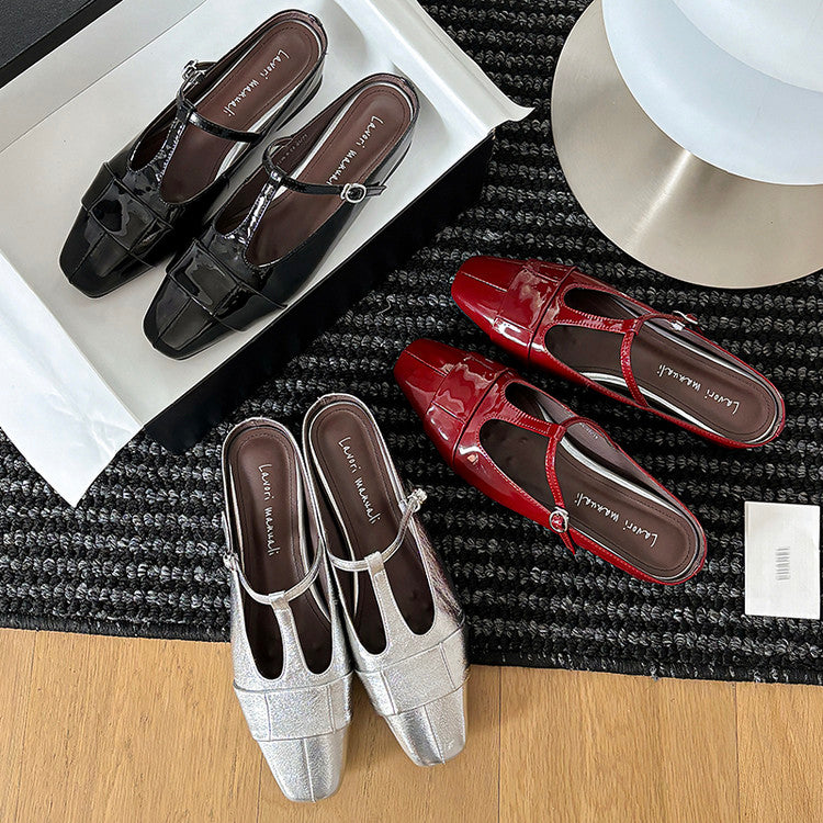 Karin Luna In Stock Spot Goods  t Square-Toed Full Leather Basic Slippers