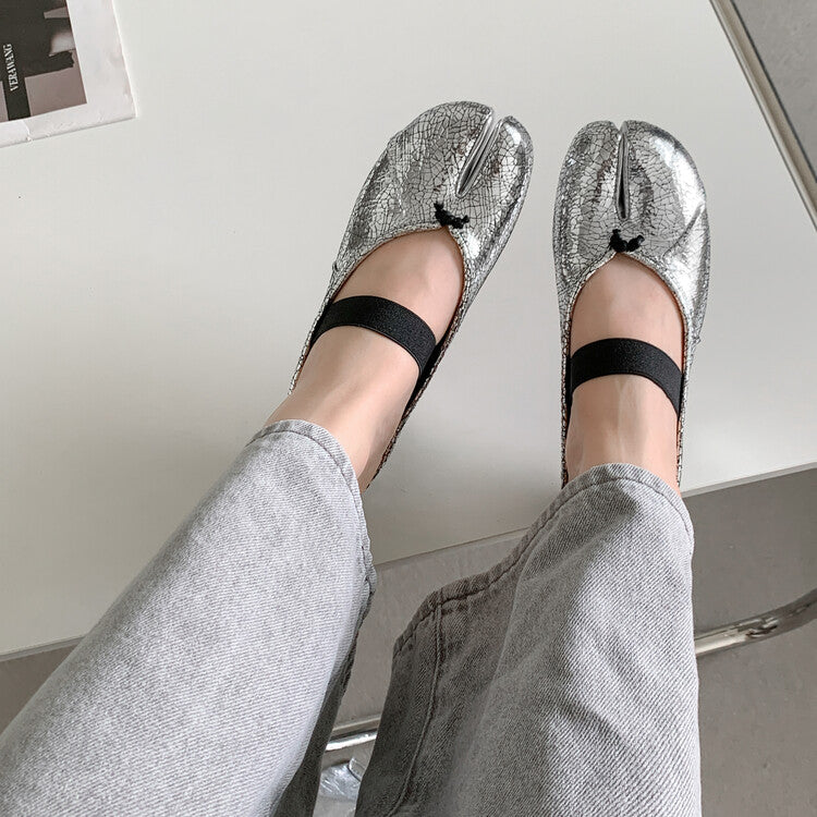 Karin Luna Classic Split-Toe Shoes  Explosive Pattern One-Strap Mary Jane Height-Increasing Full Leather Closed-Toe Slippers