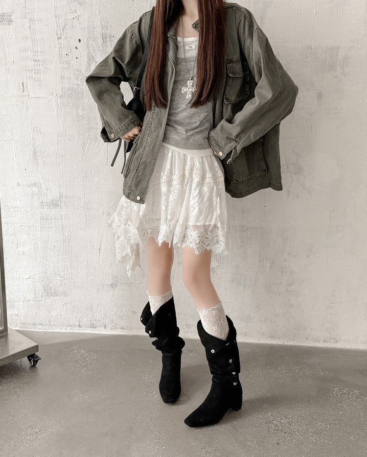 Karin Luna Bestseller Hot-Selling Hidden Buckle Lazy Style Square-Toe Height-Increasing Suede Western Boots