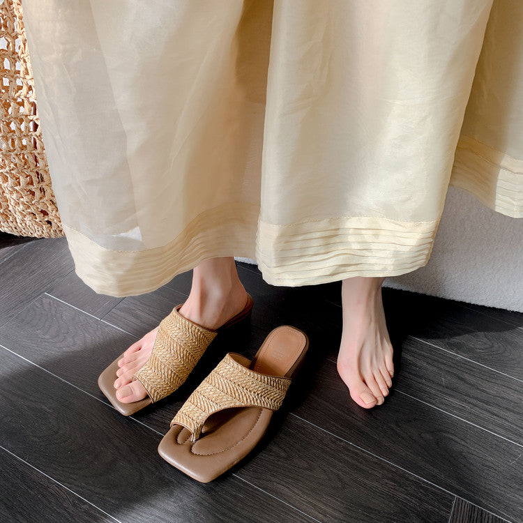 Karin Luna Bestseller  Popular  Data Hot-Selling Toe-Clip Straw Vacation Style Slippers
