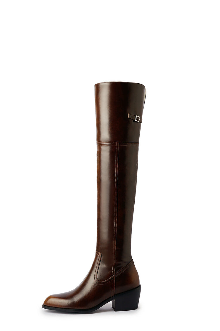 Karin Luna exploded  Three versions exploded Single Fleece Lining Fur Collar Version  Thick Fur Collar Foldable Hot-Selling Full Cowhide Pointed Toe Chunky Heel Classic Style