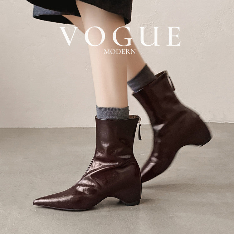Karin Luna Versatile Elegant Style Pointed Toe Hidden Wedge Short Boots