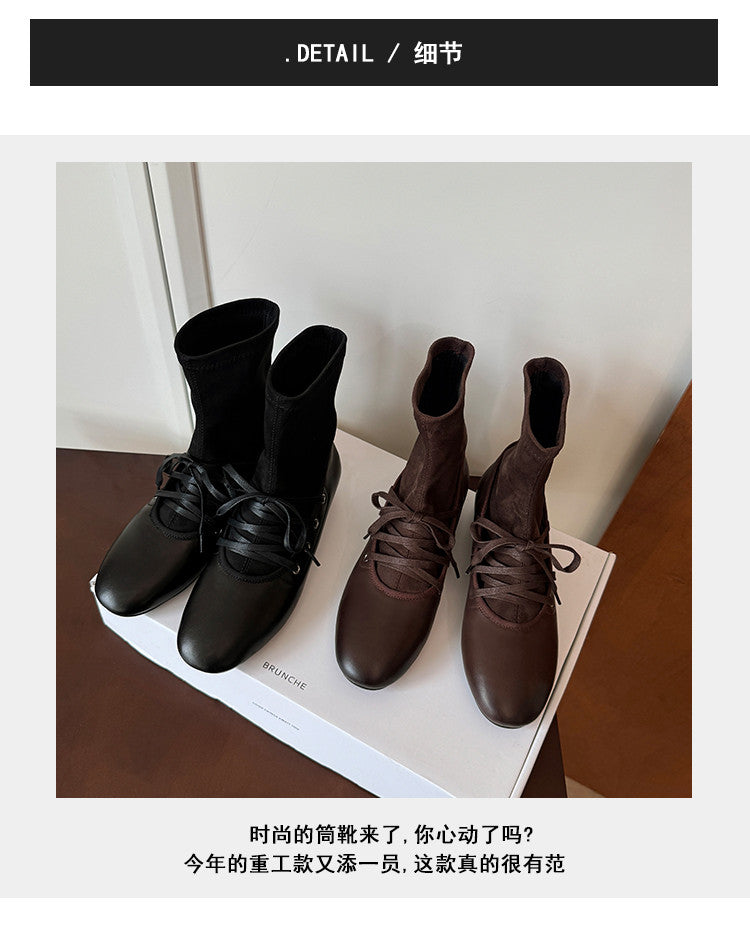 Karin Luna Round Toe Internal Height Increase Lace-up Ankle Boots