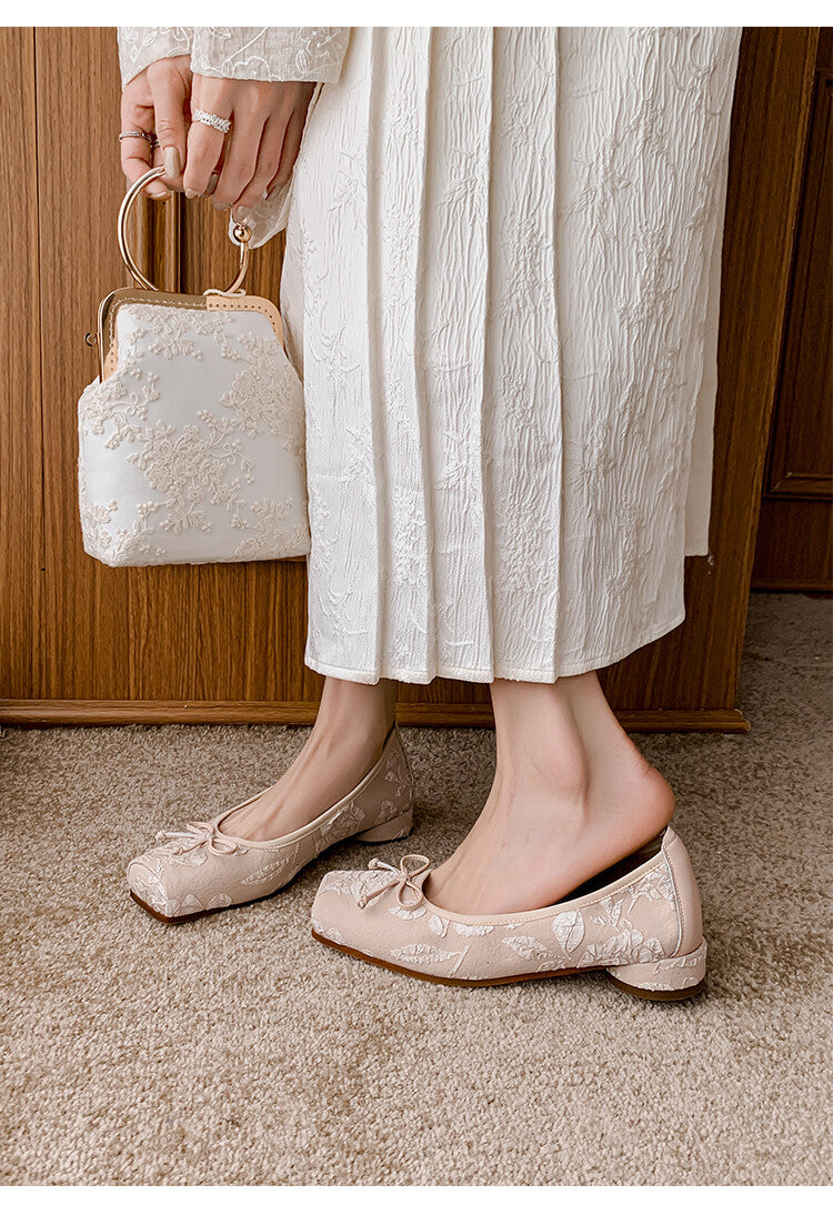 Karin Luna In Stock  In stock  Vintage Chinese Style Embroidered Rose~ Butterfly Knot Granny Shoes