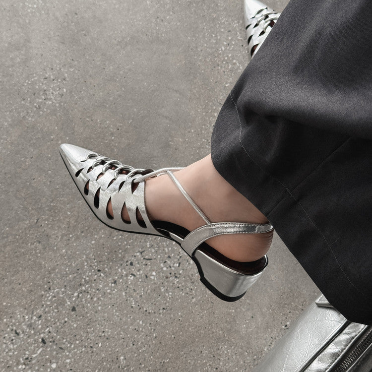Karin Luna Braided Style ~Cross-woven Pointed Toe Closed-toe Sandals