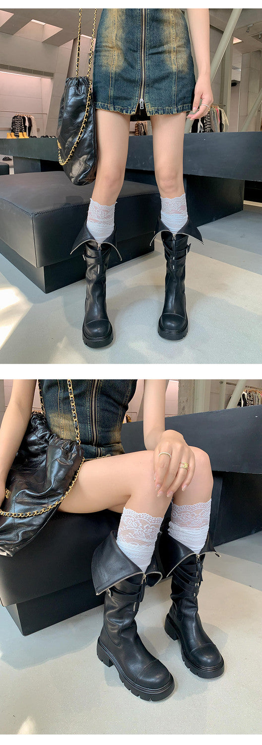 Karin Luna In Stock In-stock Foldable Niche Thick-soled Knight Boots
