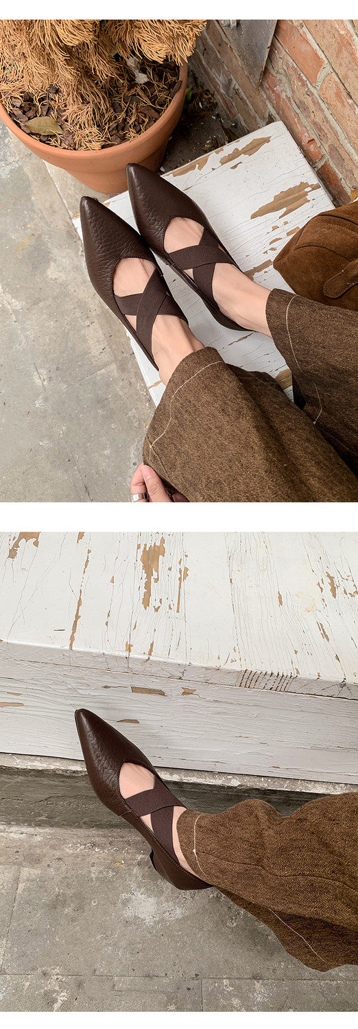 Karin Luna In Stock  Spot Goods  a Large Number of Spot Goods Pointed Toe Cross Strap Hidden Wedge Shoes