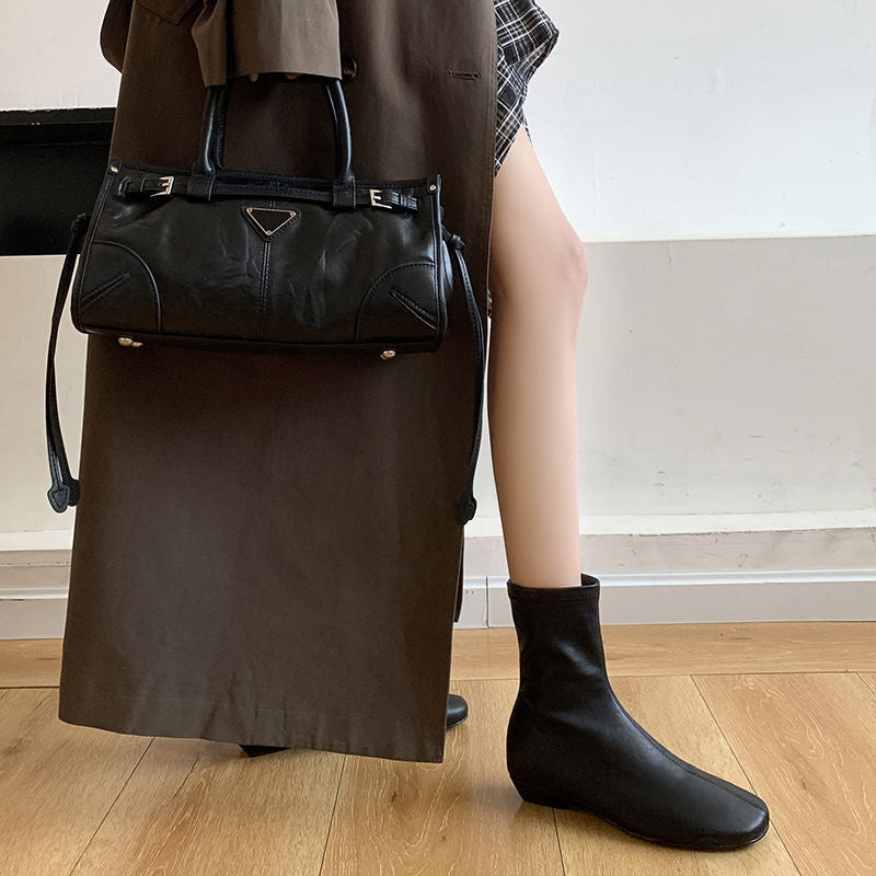 Karin Luna In Stock Spot Goods Round Toe Basic Stretch Slim Short Boots