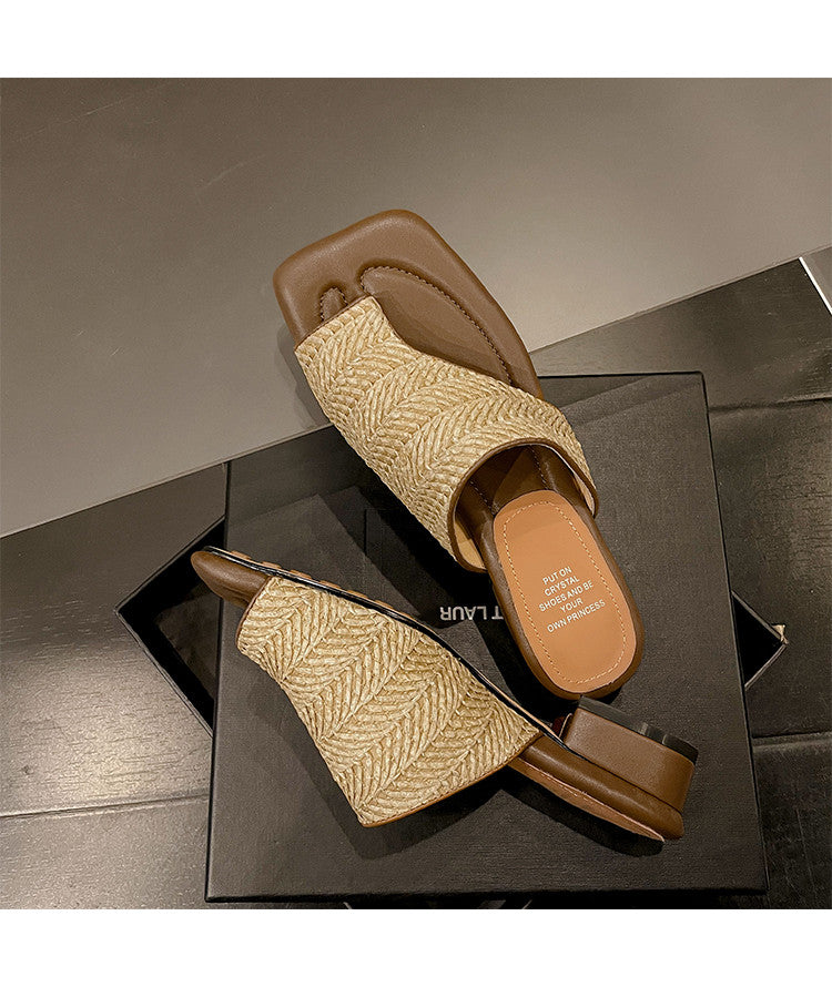 Karin Luna Bestseller  Popular  Data Hot-Selling Toe-Clip Straw Vacation Style Slippers