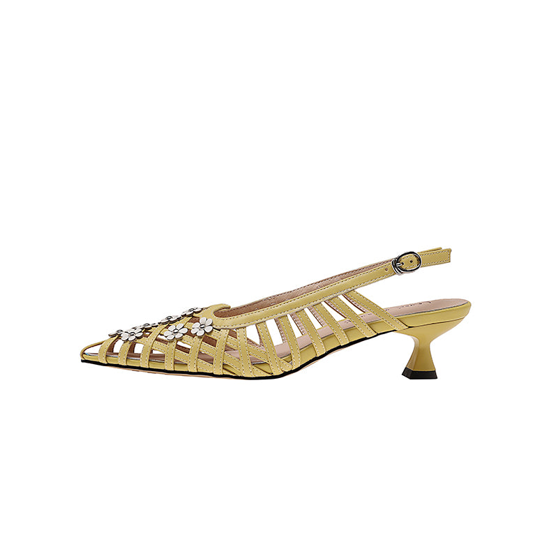 Karin Luna In Stock Spot Goods  Purely Handmade Flowers High-end Hollow Out Sandals