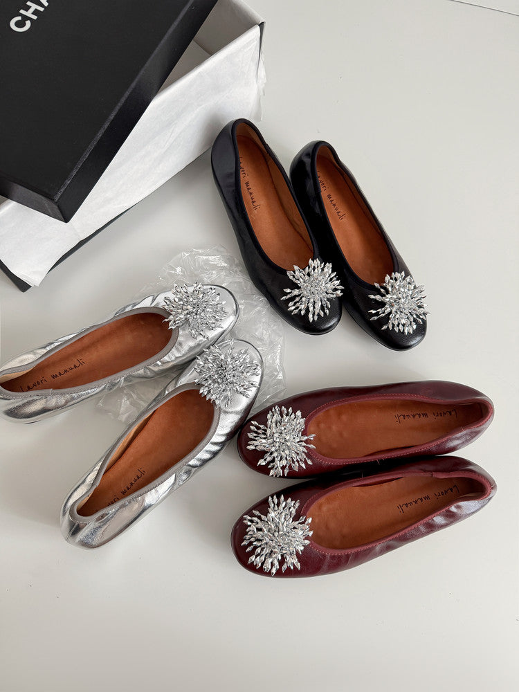 Karin Luna Full Leather Inside and Out~Gorgeous Fireworks Flat Granny Shoes