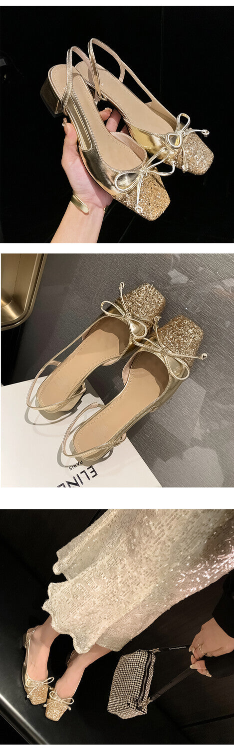 Karin Luna In Stock Spot Goods  Square Head Butterfly Knot Square Toe Unique Gretel Sandals