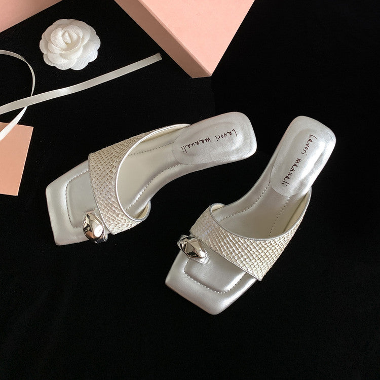 Karin Luna Fish Skin Series~Minimalist Square Toe Popular Irregular Heel Slippers