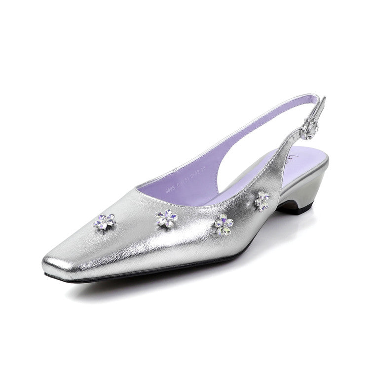 Karin Luna In Stock  Spot Goods  Rhinestone Small Square Toe Closed-Toe Sandals