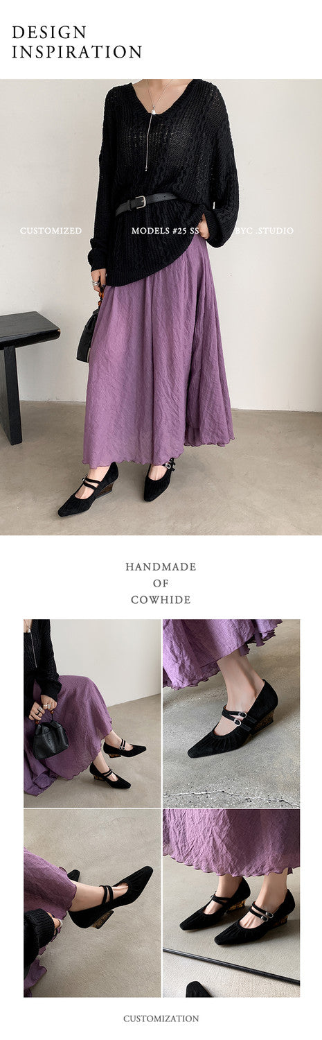 Karin Luna Full Leather Inside and Out Popular Element Amber Heel Elegant French Style Single Shoes