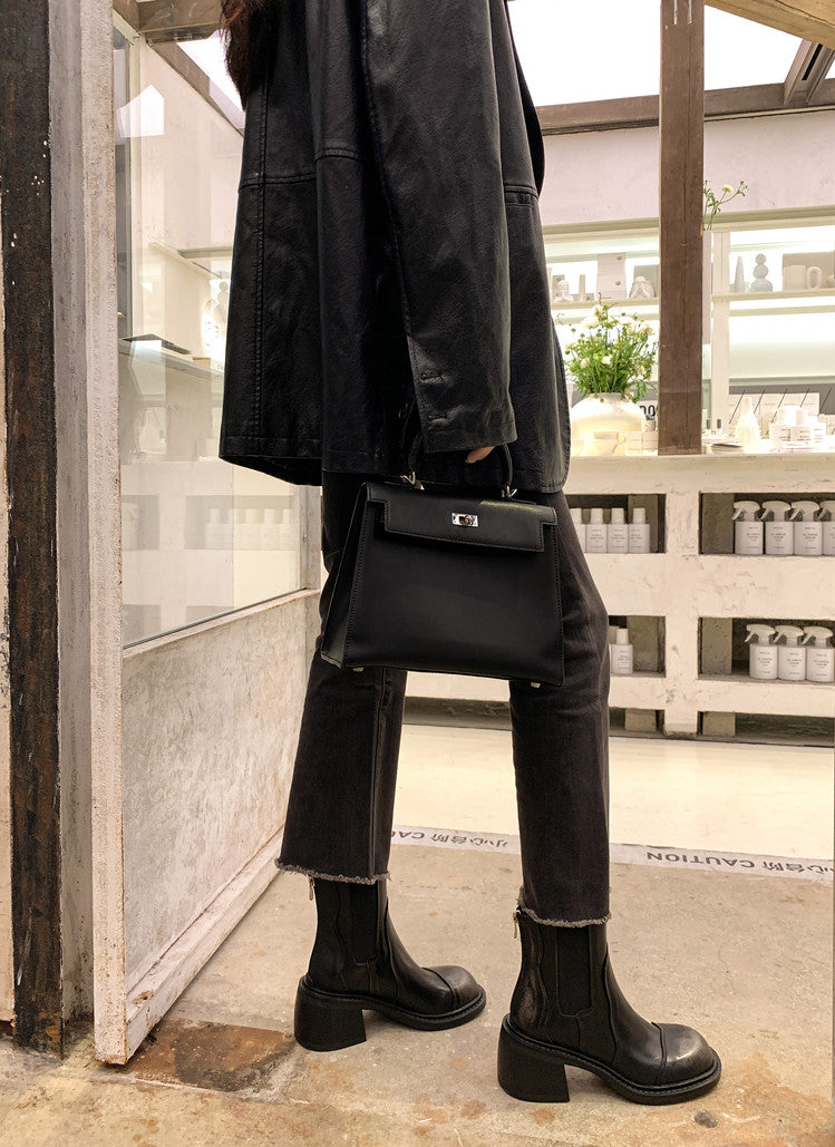 Karin Luna In Stock Spot Goods  Round Toe Stretch Round Toe Chelsea Short Boots