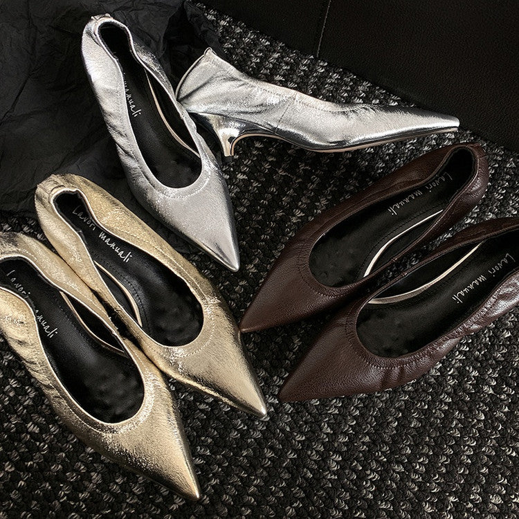 Karin Luna In Stock Spot Goods    Vintage Classic Style Shallow Mouth Single Shoes