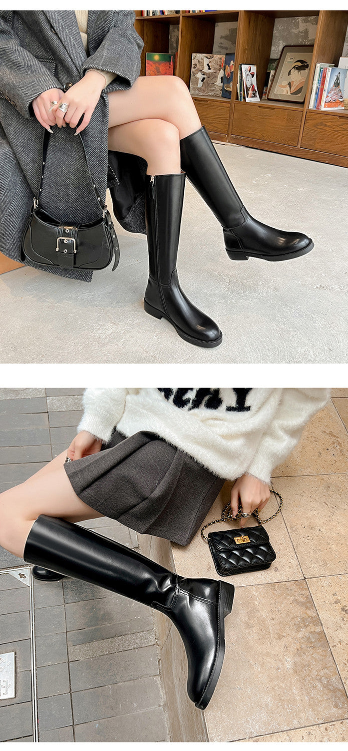 Karin Luna In Stock In-stock Basic Classic Timeless Round Toe Casual Riding Boots