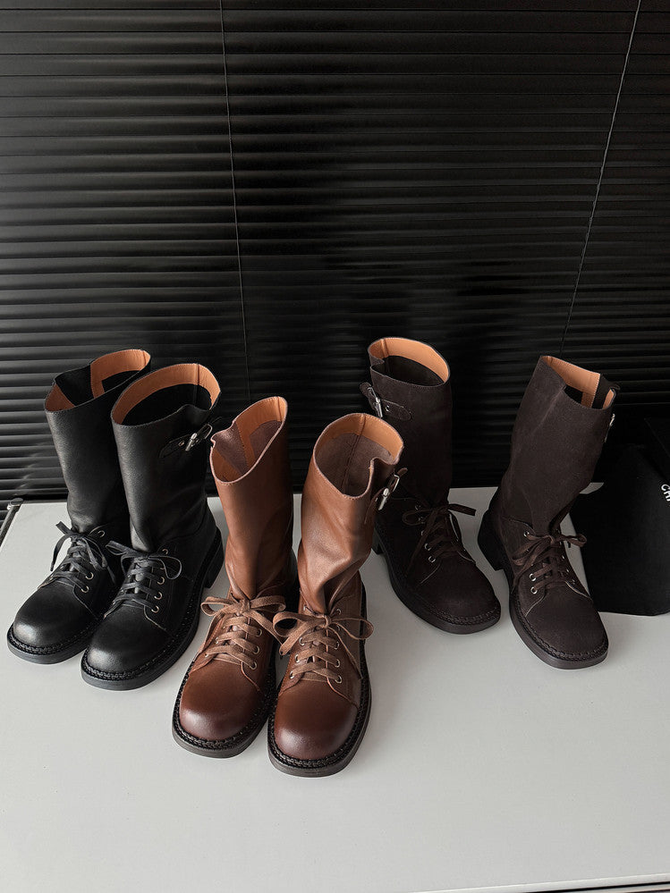Karin Luna Bestseller Large Tube Thick Sole Martin Boots with Belt Buckle