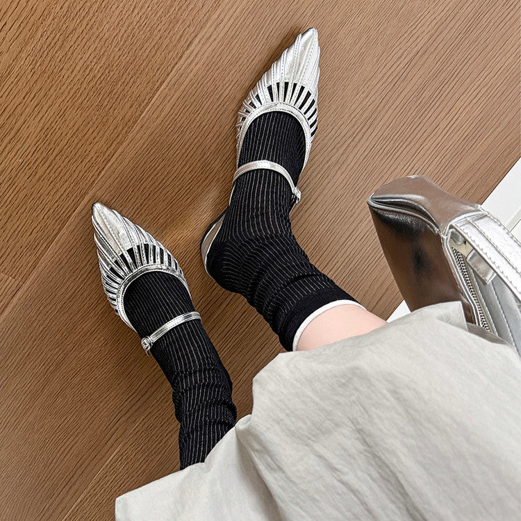 Karin Luna Casual Feel~In stock Pointed Toe Hollow Design Note Pointed Toe Slippers