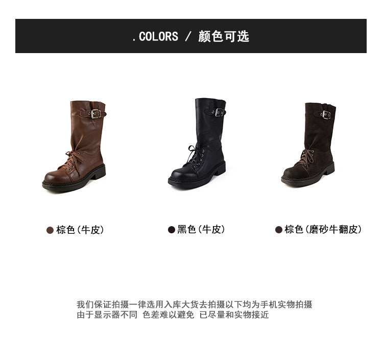 Karin Luna Bestseller Large Tube Thick Sole Martin Boots with Belt Buckle